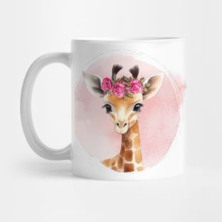 Cute baby Giraffe with Floral crown Mug